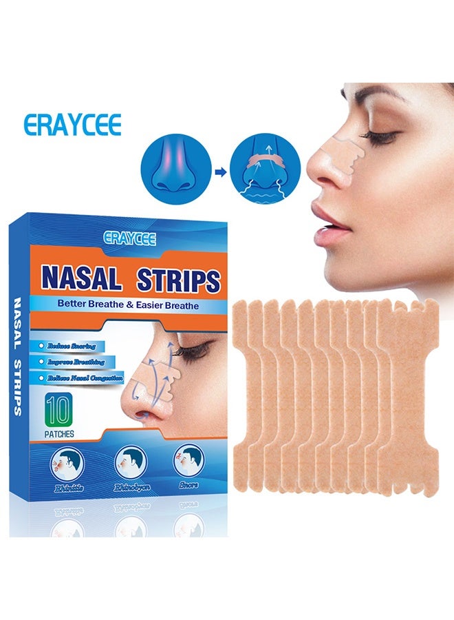 ERAYCEE Nasal Strips, Stop Snoring Strips, Extra Strength Nasal Strips For Snoring, Relieve Nasal Congestion, Improved Airflow And Comfortable Fit Snore Strips, Extra Strength Anti Snoring, 10 Patches - Image 1